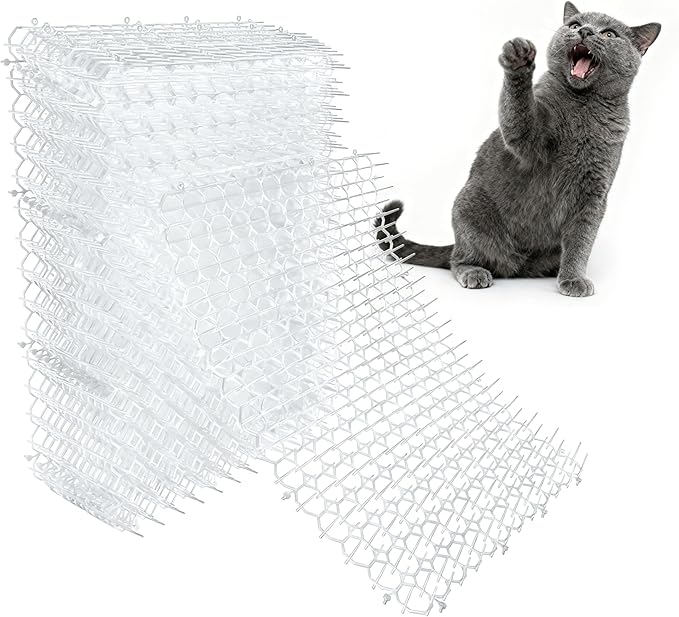 OCEANPAX Clear Scat Mats for Cats 16 x 13 Inch, 12 Pack Transparent Cat Spike Mat with 1 Inch Spikes, Indoor Outdoor Cat Deterrent Mats to Keep Cats Off Couch, Bed, Counter & Garden