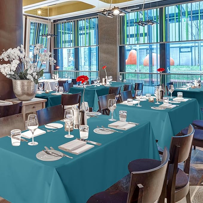 sancua Teal Tablecloths for 6 Foot Rectangle Tables, 8 Pack - Washable Polyester Fabric Table Cloth for Wedding Party, Birthday, Banquet Reception, 54x108 Inch