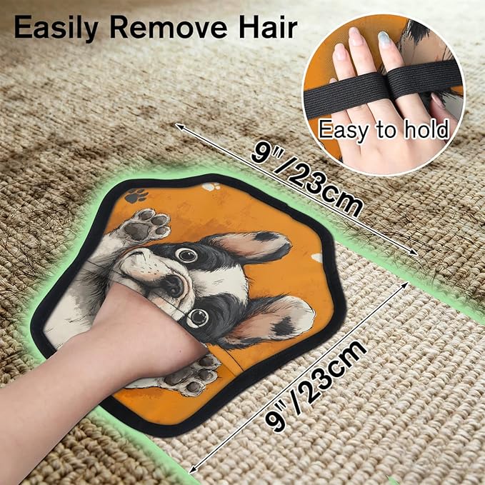 Hanxuanyifan French Bulldog Pet Hair Removal Glove for Dogs & Cats,2 PCS Newly Upgraded Reusable Electrostatic Pet Hair Gloves,Dog Hair Remover Tool for Clothing,Couch,Carpet,Car Seat