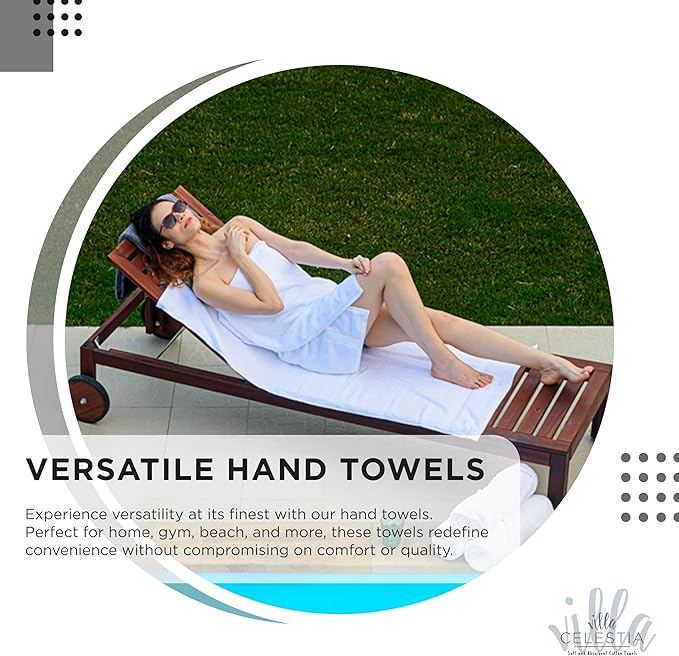 Villa Celestia 100% Cotton Hand Towel Set of 2, (16 x 28 inches) Sustainable, Soft, Highly Absorbent, Quick Drying, Combed Cotton Hand Towels Pack of 2 Ideal for Hotels, Spa, Bathroom, Dorm, Black