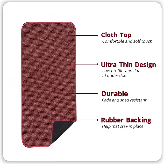 Bosap Christmas Bath Mat,Ultra Thin Bathroom Runner Rugs,Large Bath Mats for Bathroom,Quick Dry,Non-Slip,Machine Washable,Low Pile,Bath Rug,Shower Outside,Sink,Home Decor Accessories.Red,（17x35inch）