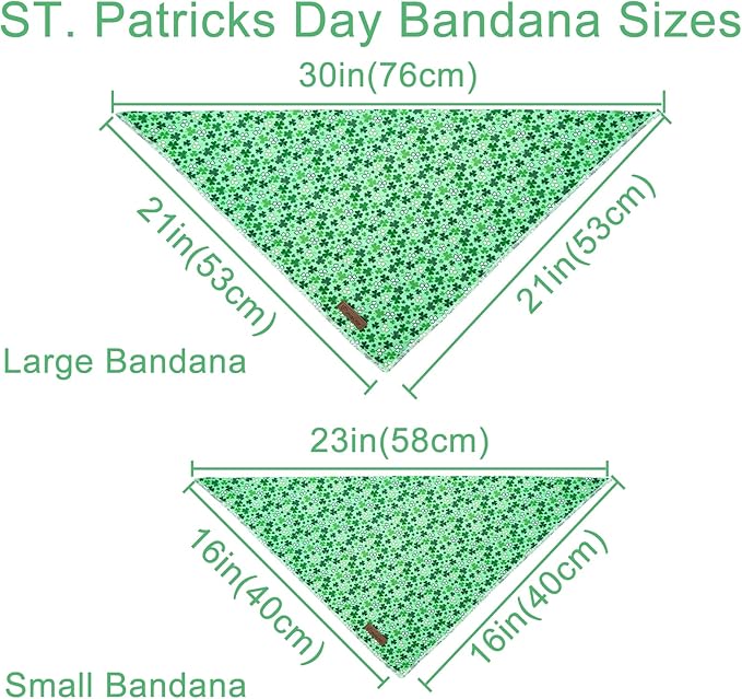 UP URARA PUP St. Patrick's Dog Bandanas, Shamrock Triangle Bid Scarf for Medium Large Girl Boy Dogs, Spring Cotton Puppy Kerchief, Green Dog Bandana