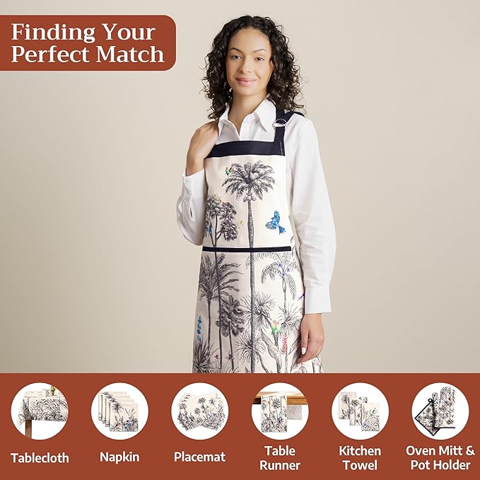 Maison d' Hermine 100% Cotton Apron for women with Pocket Kitchen Chef Apron for Men Cooking Gardening Server Waitress
