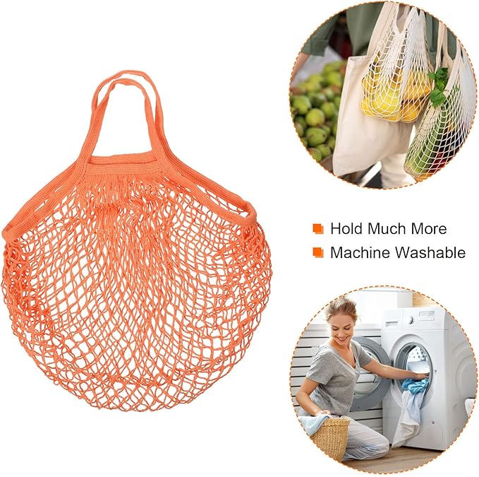MECCANIXITY Cotton Mesh Bag Reusable Washable Mesh Net String Grocery Bags Organizer for Fruits Vegetables Shopping