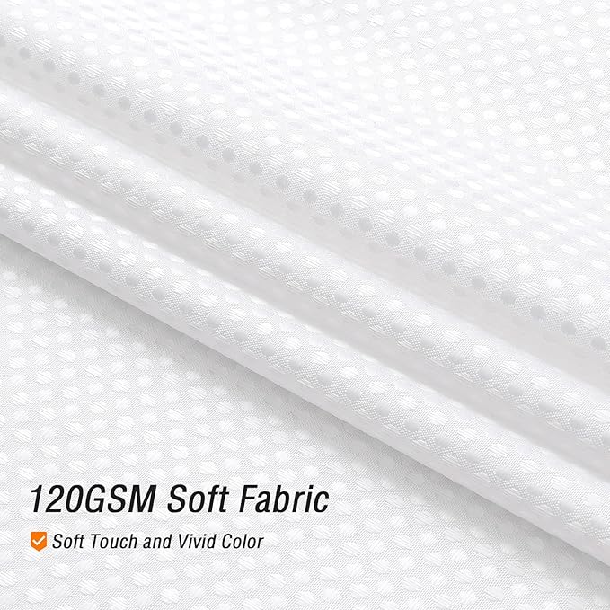 Gibelle Waffle Weave Shower Curtain with Mesh Top Window and Hooks Set, Spa Like Hotel Style Fabric Shower Curtain for Bathroom, White, 72x72