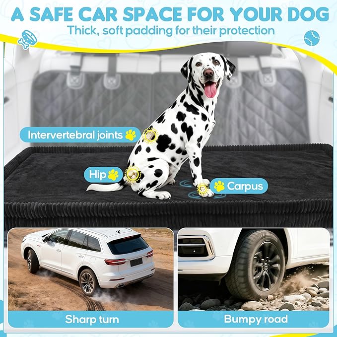 Dog Car Bed, Non-Slip Backseat Extender Pet Mat, Removable Washable Dog Bed for SUVs, Sedans & Trucks, Anti-Slip Travel Bed for Dogs, Easy Clean & Scratch-Proof & Comfort (50"x24.6")