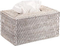 Sumnacon Tissue Box Cover Large Rectangle Tissue Box Rattan Tissue Box Holder,Wicker Decorative Tissue Holder for Bathroom Toilet Living Room Kitchen Office Table Desk,Whitewash