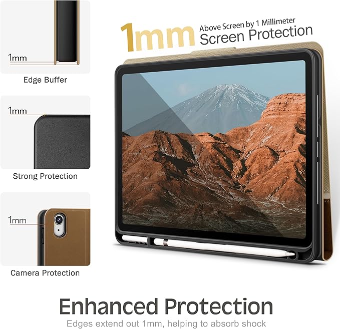 KingBlanc Case for iPad (A16) 11th Generation 11 Inch 2025, iPad 10th Gen 10.9 Inch 2022 with Pencil Holder, PU Leather Protective Cover, Auto Sleep/Wake, Viewing/Typing Angle, Magnetic Clasp, Beige
