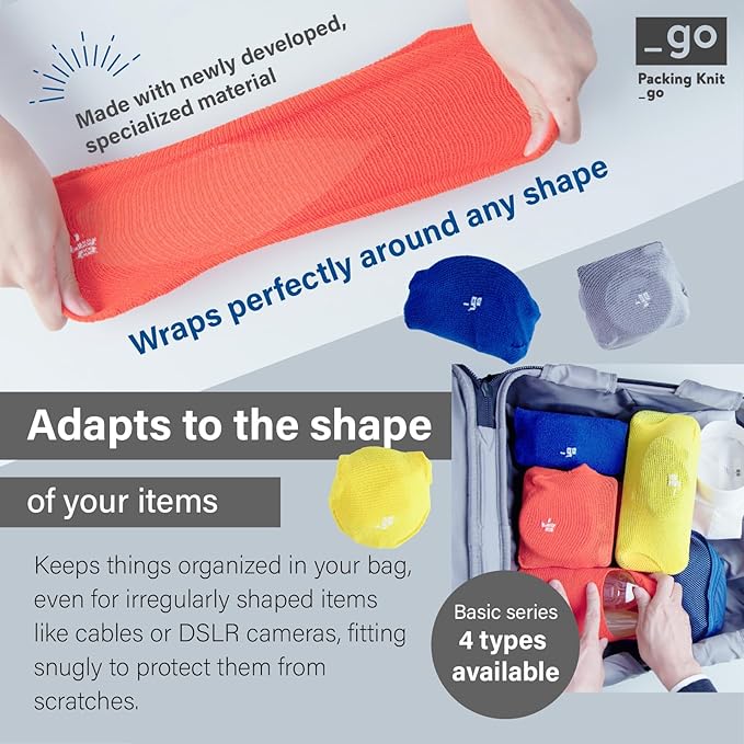 PACKING KNIT_GO Cable Organizer, Square, Made in Japan, Dark Gray