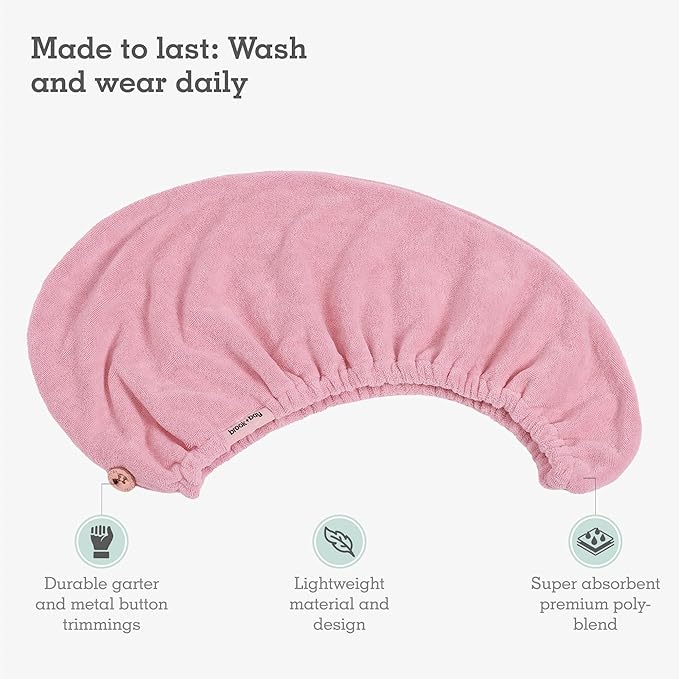 Brook + Bay Microfiber Hair Towel Wrap - Quick-Dry Absorption & Microfiber Towel - Anti-Frizz Styling & Hair Plop Technique