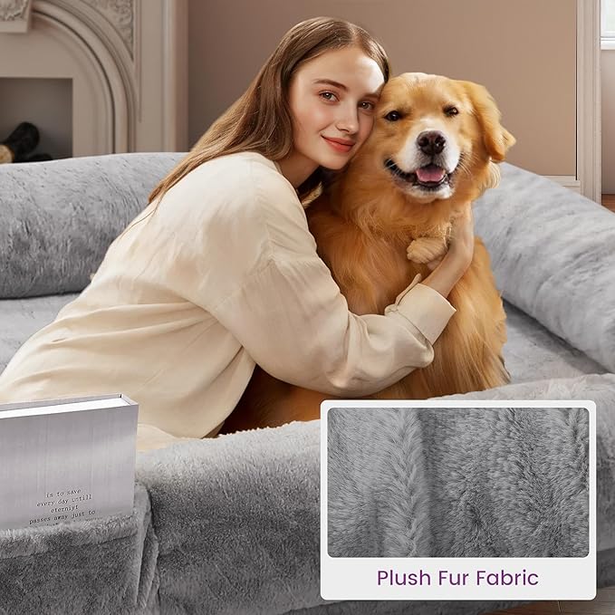 Murago Human Dog Bed for Adults, 43 x 10 x 71 Long Human Size Dog Bed, Removable Cover, Washable, Waterproof, Orthopedic Design Light Grey