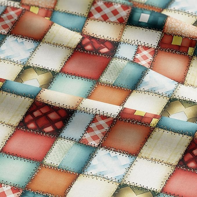 Soft Rustic Patchwork Cotton Fabric – Premium Turkish Printed Cotton 140 GSM, Pre-Cut 61 x 36.6 Inches, Quilting & Sewing Fabric for Crafts, Home Decor & DIY Projects