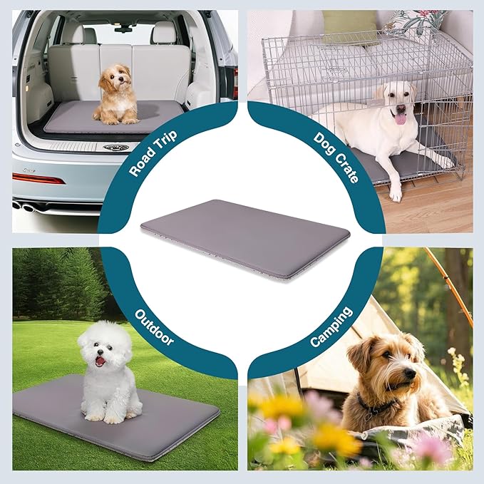 WAYIMPRESS Dog Crate Pad Mat, Waterproof Kennel Cage Mat, Cooling Pet Bed for Small Dogs, Outdoor Pet Bed with High Resilience Foam,Wipe Clean & Easy Rinse, Anti Slip 24 inch Graphite Grey