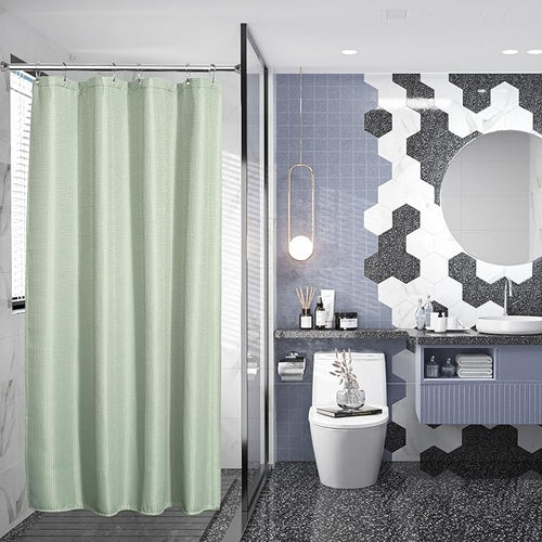 AmazerBath Waffle Stall Shower Curtain, Sage Green Shower Curtain Fabric, Hotel Quality Bathroom Shower Curtains, Heavy Duty, 36 x 72 Inches