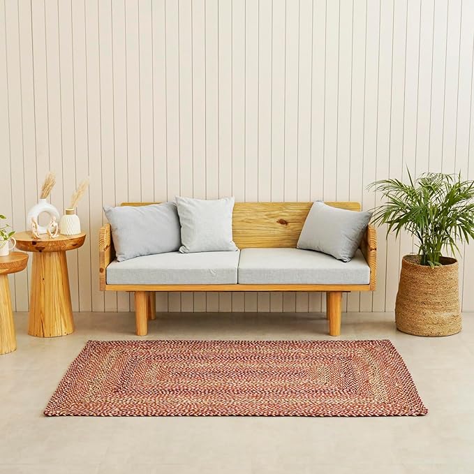Traditional Jute Braided Runner Rug, Rustic Primitive Country Décor for Kitchen, Entryway, Hallway, Bloom, 2'6"X12'