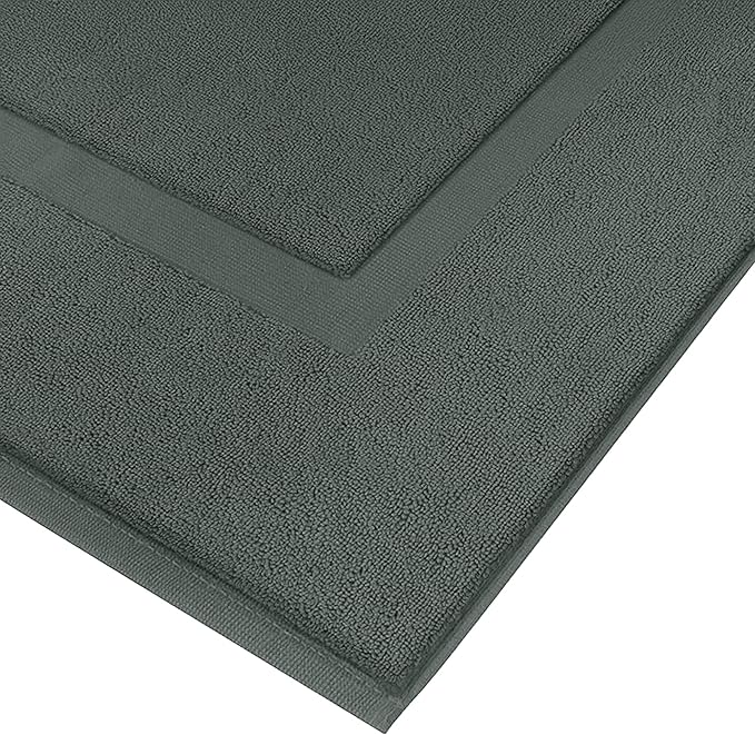 RIVERSIDE Bath Mat Set of 2 - Gray Bath Mats 21x34 Inches, Not a Bathroom Rug, 100% Ring Spun Cotton, Super Soft & Highly Absorbent Bathroom Floor Mats