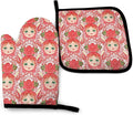Traditional Russian Nesting Doll with Flowers Oven Mitts and Pot Holders Insulated Gloves & Kitchen Counter Safe Mats for Cooking BBQ Baking Grilling (2-Piece Set)