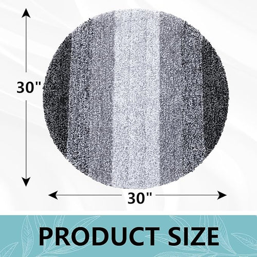 Arotive Microfiber Bathroom Rugs, Shaggy Soft and Absorbent Bath Rug, Non-Slip, Thick Plush Machine Washable Dry Bath Mats for Bathroom, Tub and Shower, 30x30, Black, Round