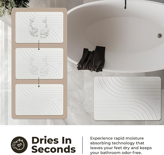 TOSORO - Stone Bath Mat, Diatomaceous Earth Non-Slip Stone Shower Mat - Quick Drying Absorbent Bath Mats for Bathroom - Elegant & Modern Design, Easy to Clean (23.5 x 15) - Sandstone