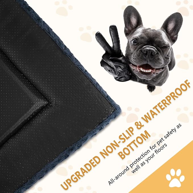 WagWonders Dog Bed Mat Washable Reversible Dog Crate Pad Soft Fluffy Pet Kennel Beds with Anti-Slip Bottom Dog Cat Sleeping Mattress for Large Dogs, 41x27x1.5 Inch, Gray