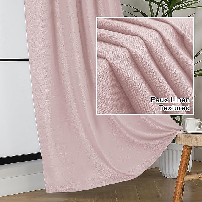 Lecloud Bessie Blush Pink Curtains 78 Inches Long 2 Pcs, Airy Home Decor Living Room Curtains for Bedroom Decor, Light Filtering Rod Pockets Rustic Drapes for Dining Room, Each 40" W x 78" L