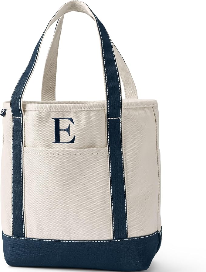 Lands' End Pre-Monogrammed Letter Canvas Tote Bag