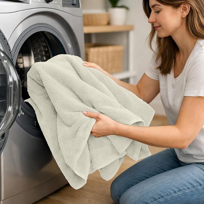 RIVERSIDE Pack of 2 Extra Large Bath Sheets 35 x 70 Inches - 100% Ring Spun Cotton Hotel Quality Oversized Bath Towels - Super Soft, Highly Absorbent & Quicker to Dry - Cannoli Cream