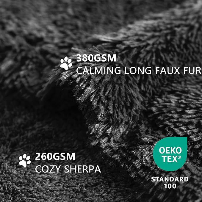gogobunny Waterproof Dog Blanket for Large Dogs, Cats, Puppy, Reversible Faux Fur Pet Throw Blanket, Washable, Calming Furniture Protection for Sofa Bed (25x35 Inch (Pack of 1), Black)