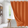 MitoVilla No Hooks Needed Orange Waffle Shower Curtain Liner Set, Modern Waffle Weave Heavy Duty Fabric Cloth Shower Curtain with Snap-in Liner for Luxury Neutral Hotel Spa Bathroom Decor