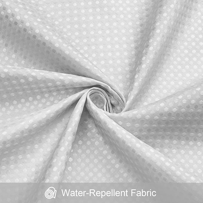 Craidlela 3 in 1 Extra Long Light Grey Shower Curtain Set-72 W x 84 H, Modern Waffle and PEVA Liner Set with 12 Stainless Steel Hooks, Waterproof Fabric for Bathroom
