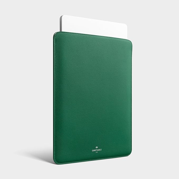 Comfyable Laptop Sleeve 13 Inch Precisely Compatible with MacBook Air M4 2025-2018 & MacBook Pro M2 2022 M1 2020-2016, Genuine Leather Cover Case, Leafy Green