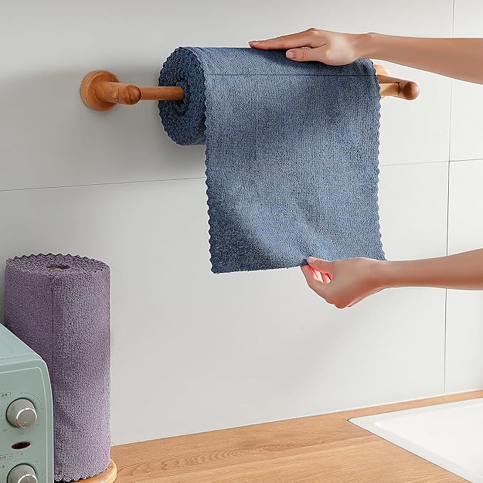 Tigona 80 Pack Microfiber Cleaning Cloth Roll,Lint Free Rags & Tear Away Reusable Towels Washable Scratch,Ultra Absorbent Dish Rags(12" x 12") for Car Kitchen Home Garage-Navy Blue