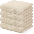 Kitinjoy 100% Cotton Waffle Weave Kitchen Towels, 4-Pack Super Soft and Absorbent Dish Towels for Drying Dishes, Kitchen Hand Towels, 13 in x 28 in, Beige