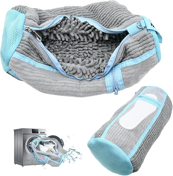 Shoe Washing Machine Bag, Laundry Shoe Bag with Side External Network for Washer and Dryer Reusable Shoe Cleaning Bag for Sneaker Tennis Unstain Cleaner Kit (2pc-gray)