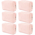 SOIDRAM 6PCS Bridesmaid Proposal Gifts Corduroy Pink makeup bag bulk for Wedding Party Favors Bachelorette party decorations Toiletry Organizer Bag Cosmetic Case Gift