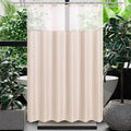 Gibelle Waffle Weave Shower Curtain with Mesh Top Window and Hooks Set, Spa Like Hotel Style Fabric Shower Curtain for Bathroom, Blush Pink, 72x72
