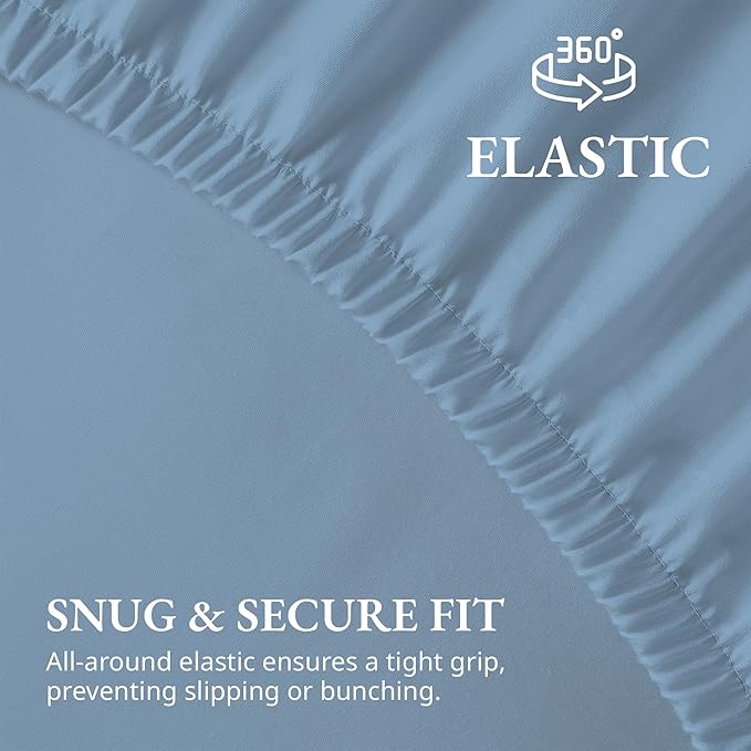 Lane Linen 100% Egyptian Cotton Twin XL Size Fitted Sheet Only (39"x81" + 15") - Elegant Sateen Weave, Ultra Soft, Breathable, Highly Durable, Deep Pockets Upto 17" - French Blue