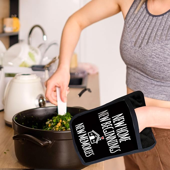 House Warming Gifts New Home Pot Holders with Pockets, Housewarming Gifts for Women Men, New Homeowner Gift Oven Pot Holders Heat Resistant Oven Mitts Hot Pads for Kitchen Baking Cooking