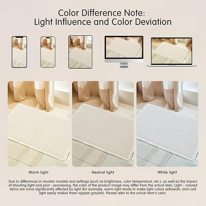 SUBRTEX Waffle Braided Bath Mat, 20" x 32" Soft Waffle Bath Rugs, Absorbent Non Slip Bathrooom Mats, Machine Washable Area Rug for Bathroom, Quick Dry, White