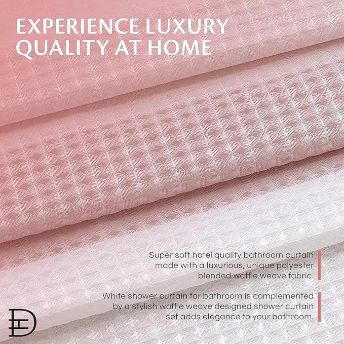 Dainty Home | Blush Ombre Waffle Weave Shower Curtain - 70" x 72" - Water Resistant Polyester Blend Fabric Shower Curtain - The Best Gradient Design Washable Waffle Shower Curtain