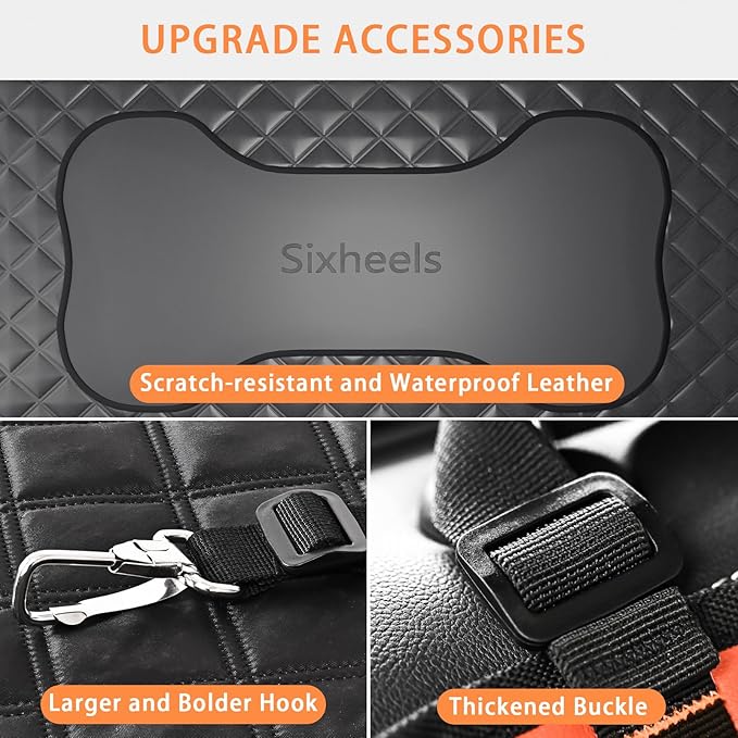 Sixheels Truck Dog Seat Cover Back Seat Protector, Large Space Backseat Extender with Soft Inflatable Cushion Comfortable Dog Hammock, Waterproof Dogs Bed Rear Travel Accessories for Truck
