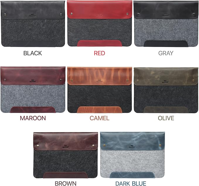 MegaGear Genuine Leather and Fleece MacBook Bag Laptop Sleeve for MacBook Pro and MacBook Air Case - 16 Inch - 15 Inch - 15.5 Inch (M4, M3, M2, M2, M1, Pro & Max) 2020 to 2024 Models