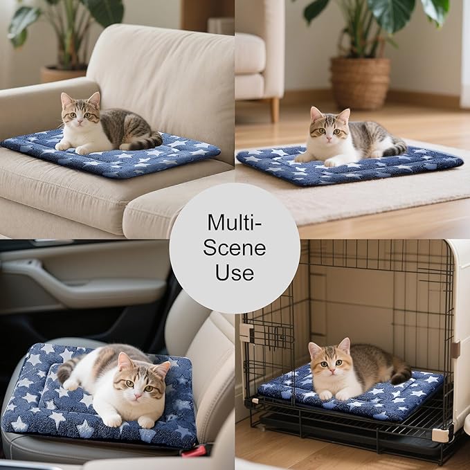 Fogkiss Dog Bed Mat, Reversible Crate Pad & Cute Dog Bed - Machine Washable Kennel Mat with Ultra Soft for Small Dogs & Cats