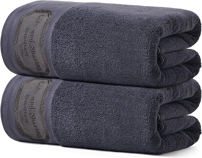 REDKISS 35"x70" Luxury Bath Sheets Towels Set of 2, 100% Cotton & 700 GSM,Ultra Soft & Highly Absorbent Bath Towels Set,Perfect for Bathroom,Spa and Hotel-Dark Gray