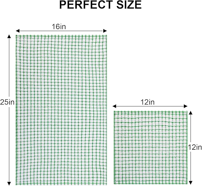 Kitinjoy Cotton 12 Pack Kitchen Towels and Dishcloths Sets, 16 x 25 Inch & 12 X 12 Inch Dish Towels Bulk, Super Soft and Absorbent Hand Towels for Kitchen Drying, Green