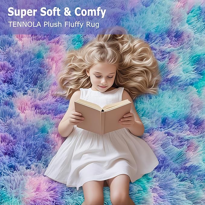 Shaggy Tie Dyed Light Purple Runner Rug 3x10 ft Bedside Area Rugs for Living Room, Anti-Skid Extra Comfy Fluffy Floor Carpet for Indoor Hallway Home Decorative