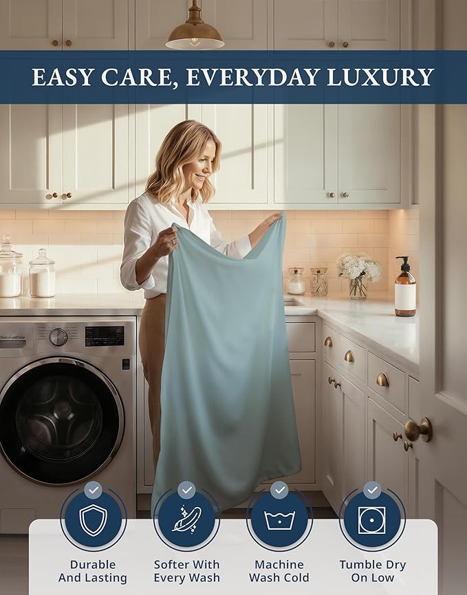 LANE LINEN Luxury Hotel Style 100% Egyptian Cotton Twin Sheets - 1000 Thread Count, Mercerized Cotton, No Pill Fade Resistant Sustainably Produced Twin Bedding Sheets & Pillowcases- French Blue
