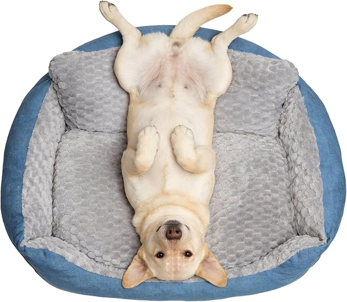 Big Dog Bed for Large Sized Dogs with Soft Plush Cushion, Machine Washable High Backrest Bed, Orthopedic Pet Sofa with Non-Slip Bottom,Year-Round Comfort for Dogs Up to 66 lbs