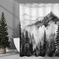 Litabel Black and Grey Misty Pine Forest Shower Curtain, Mountain Foggy Woodland Scenery Tree Shower Curtains for Chic Rustic Bathroom, Abstract Modern Waterproof Nature-Themed Decor, 72x72 Inches
