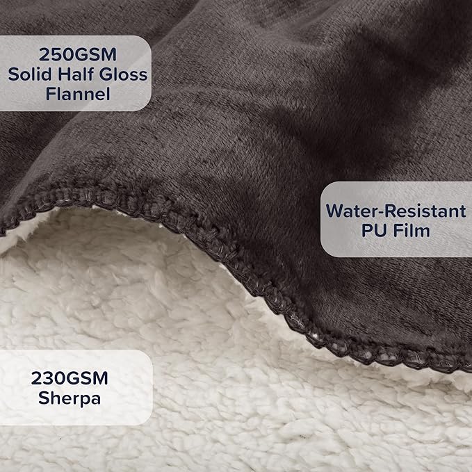 PETMAKER Dog Blanket - 60x80in Reversible Sherpa Blanket - Throw Blankets for Bed, Couch, or Car - Machine Washable Puppy Essentials (Charcoal)
